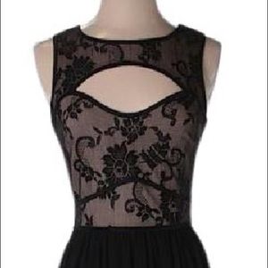 Black and Tan Sleeveless Vintage Party Dress